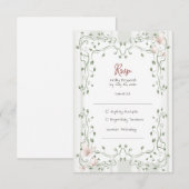 Whimsical Sage Groene Huwelijk RSVP Kaartje (Voorkant / Achterkant)