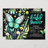 Whimsical Sage Groene Vlinder Baby shower Kaart (Voorkant / Achterkant)