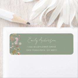Whimsical Sage Groene Wildflower Retouradres Etiket