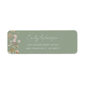 Whimsical Sage Groene Wildflower Retouradres Etiket (Voorkant)
