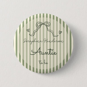 Whimsical Sagegroene Baby Shower Tante To Be Ronde Button 5,7 Cm