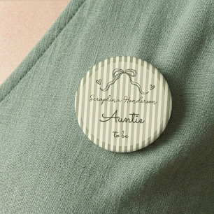 Whimsical Sagegroene Baby Shower Tante To Be Ronde Button 5,7 Cm