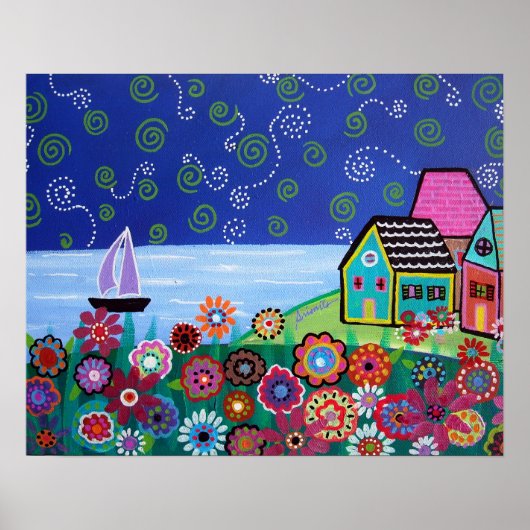 WHIMSICAL SAILBOAT PAINTING POSTER (Voorkant)