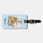 Whimsical Sailor Bear on Sailboat  Bagagelabel (Voorkant horizontaal)