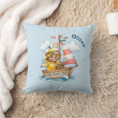 Whimsical Sailor Bear on Sailboat Kussen (Deken)
