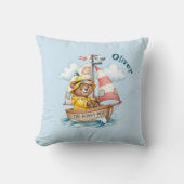 Whimsical Sailor Bear on Sailboat Kussen (Voorkant)