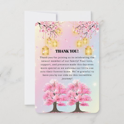 Whimsical Sakura Cherry Blossom Tree Baby shower Bedankkaart (Voorkant)
