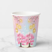 Whimsical Sakura Cherry Blossom Tree Baby shower Papieren Bekers (Voorkant)