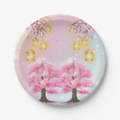 Whimsical Sakura Cherry Blossom Tree Baby shower Papieren Bordje (Voorkant)
