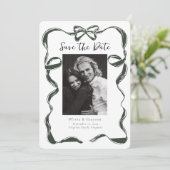 Whimsical Salie Foto Strik Opslaan de Datum Save The Date (Staand voorkant)