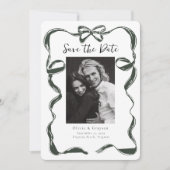 Whimsical Salie Foto Strik Opslaan de Datum Save The Date (Voorkant)