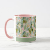 Whimsical Saliegroen Bloemmotief Persoonlijk  Mok (Links)
