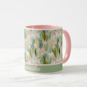 Whimsical Saliegroen Bloemmotief Persoonlijk  Mok (Voorkant rechts)