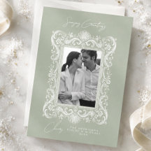 Whimsical Saliegroen Prettig Kerstmis Familie Foto