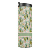 Whimsical Saliegroene Bloemige Gepersonaliseerde  Thermosbeker (Geroteerd rechts)