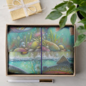 Whimsical Salmon Fish with Florals – Decoupage Tissuepapier (Geschenk)