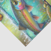 Whimsical Salmon Fish with Florals – Decoupage Tissuepapier (Detail)