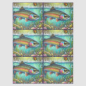 Whimsical Salmon Fish with Florals – Decoupage Tissuepapier (Voorkant)