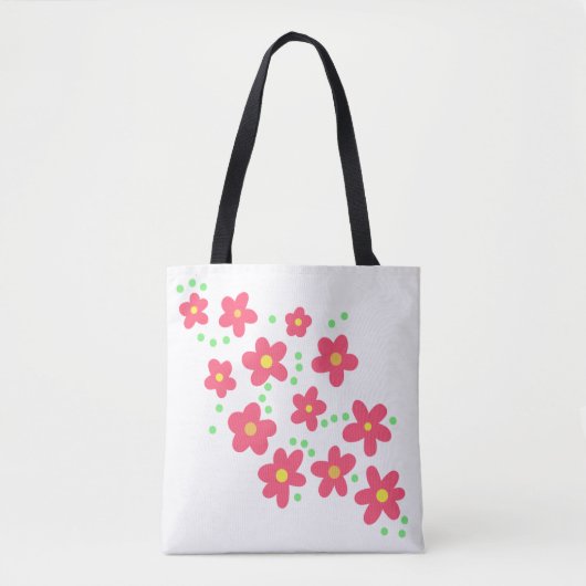Whimsical Salmon Flowers Tote Bag (Voorkant)