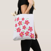 Whimsical Salmon Flowers Tote Bag (Dichtbij)