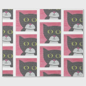 Whimsical Sam Cat Portrait Wrapping Paper Cadeaupapier (Vlak)
