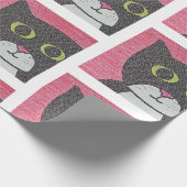 Whimsical Sam Cat Portrait Wrapping Paper Cadeaupapier (Hoek)