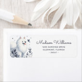 Whimsical Samoyed hond illustratie Etiket (Insitu)