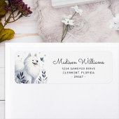 Whimsical Samoyed hond illustratie Etiket