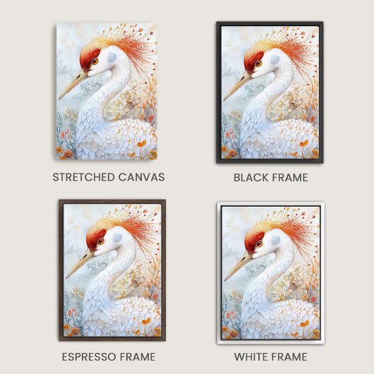 Whimsical Sandhill Crane Art Canvas Afdruk