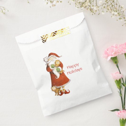 Whimsical Santa and Cats Holiday Bedankzakje (Gezegeld)
