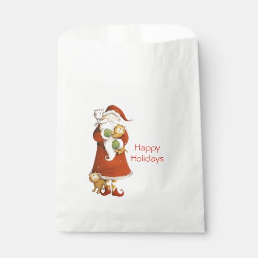 Whimsical Santa and Cats Holiday Bedankzakje (Voorkant)