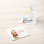 Whimsical Santa and Cats Holiday Kartonnen Onderzetters (Insitu)