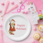 Whimsical Santa and Cats Holiday Papieren Bordje (Feest)