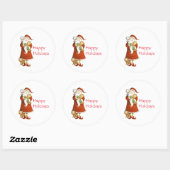 Whimsical Santa and Cats Holiday Ronde Sticker (Vel)