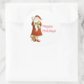 Whimsical Santa and Cats Holiday Ronde Sticker (Tas)