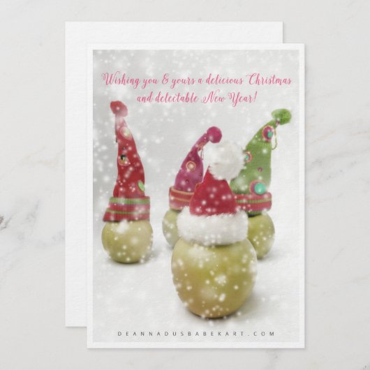 Whimsical Santa Apples kerst Kaart (Voorkant / Achterkant)