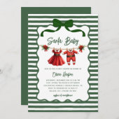 Whimsical Santa Baby Bow Baby Shower Invitation Kaart (Voorkant / Achterkant)