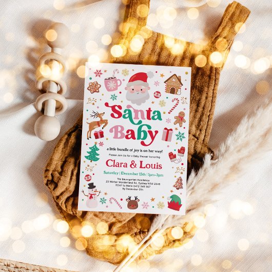 Whimsical Santa Baby Kerstmis Meisje Baby shower Kaart