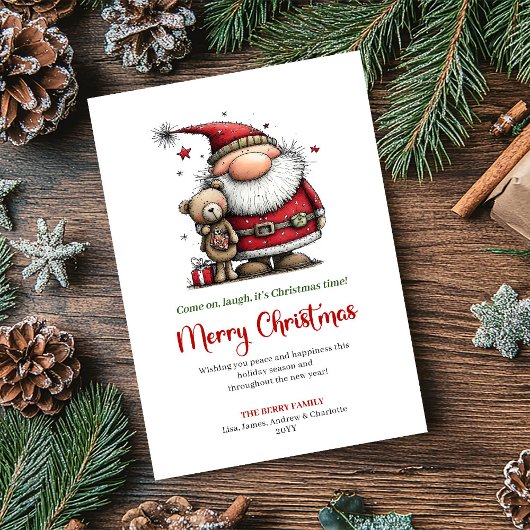 Whimsical Santa Cartoon Festive Christmas Greeting Feestdagenkaart