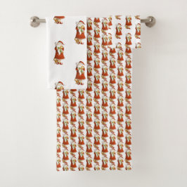 Whimsical Santa & Cats Bad Handdoek