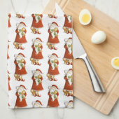 Whimsical Santa & Cats Theedoek (Quarter Fold)