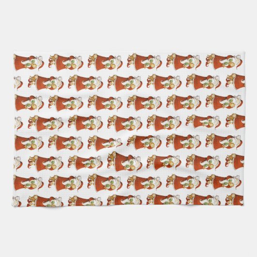 Whimsical Santa & Cats Theedoek (Horizontaal)