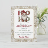 Whimsical Santa Christmas Party Invitation  Kaart (Staand voorkant)