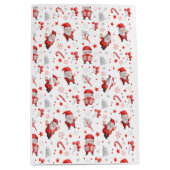 Whimsical Santa Claus, Candy Canes, Trees, Stars W Medium Cadeauzakje (Voorkant)