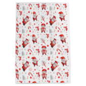 Whimsical Santa Claus, Candy Canes, Trees, Stars W Medium Cadeauzakje (Achterkant)