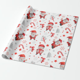 Whimsical Santa Claus, Candy Canes, Trees, sterren Cadeaupapier
