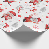 Whimsical Santa Claus, Candy Canes, Trees, sterren Cadeaupapier (Hoek)