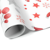 Whimsical Santa Claus, Candy Canes, Trees, sterren Cadeaupapier (Rol Hoek)