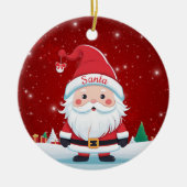 Whimsical Santa Claus Christmas Berry Red 🎄🎅🏼 Keramisch Ornament (Voorkant)