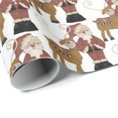 Whimsical Santa Claus en Reindeer Cadeaupapier (Rol Hoek)
